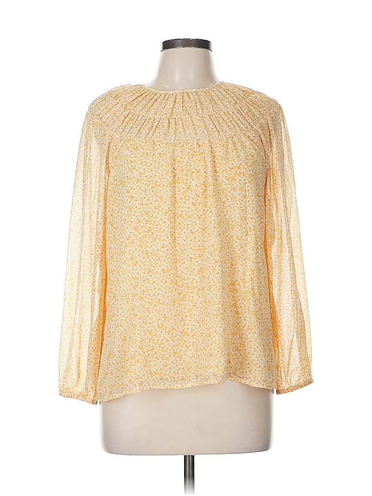 Pre-owned Ann Taylor Factory Long Sleeve Blouse In Yellow