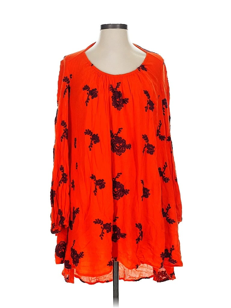 Pre-owned Free People Long Sleeve Blouse In Orange
