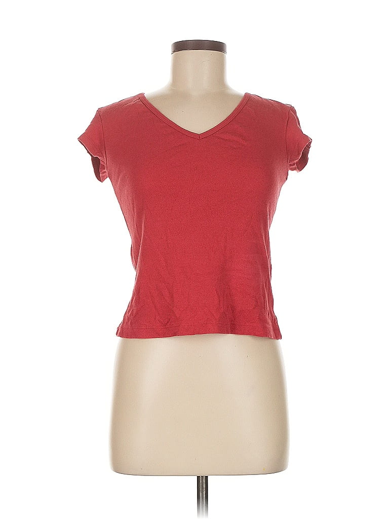 Pre-owned Bisou Bisou Short Sleeve Top Red V Neck Tops
