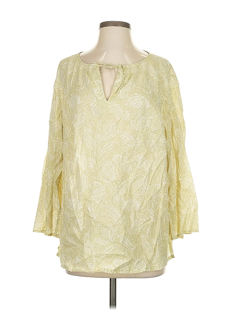 Pre-owned Villager Sport By Liz Claiborne 3/4 Sleeve Blouse In Yellow