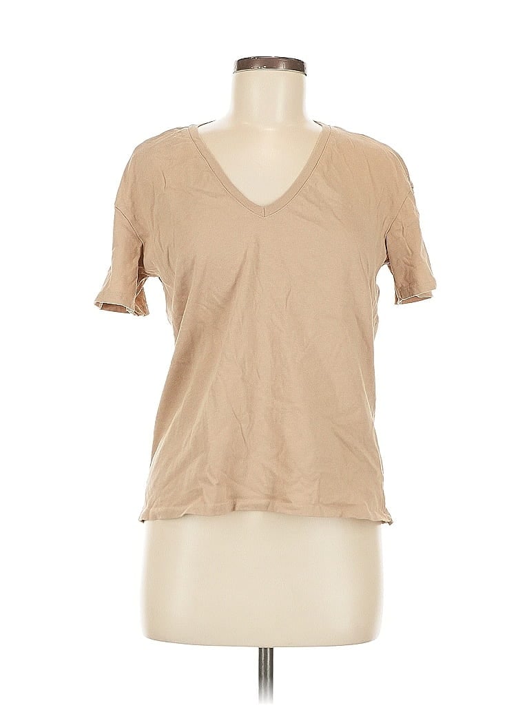 Stradivarius 100% Cotton Tan Short Sleeve T-Shirt Size M - photo 1