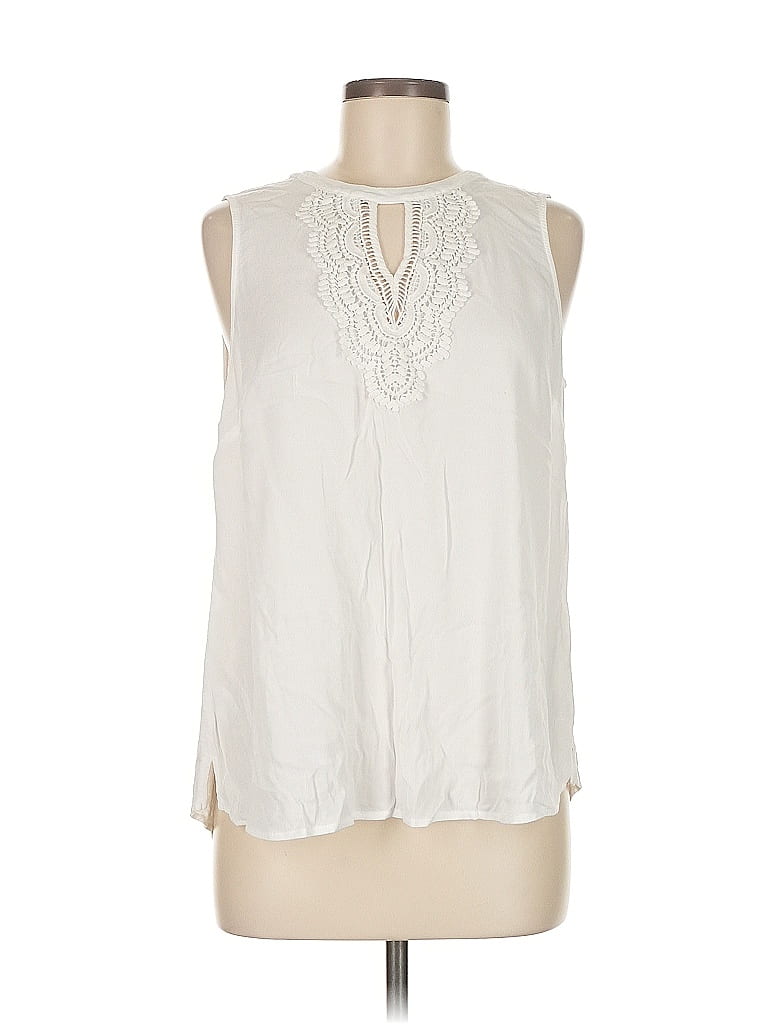 Pre-owned Pale Sky Sleeveless Blouse In White