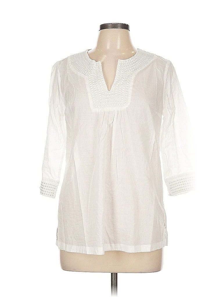 Pre-owned Tantrums 3/4 Sleeve Blouse In White