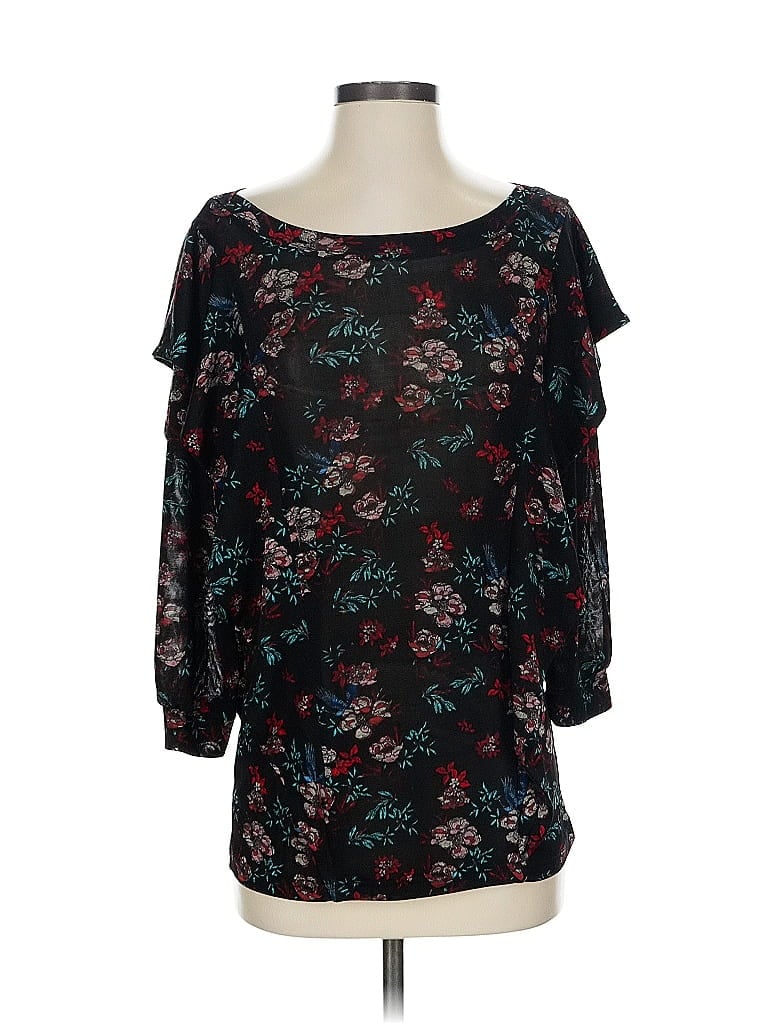 Pre-owned Free People 3/4 Sleeve Blouse In Black