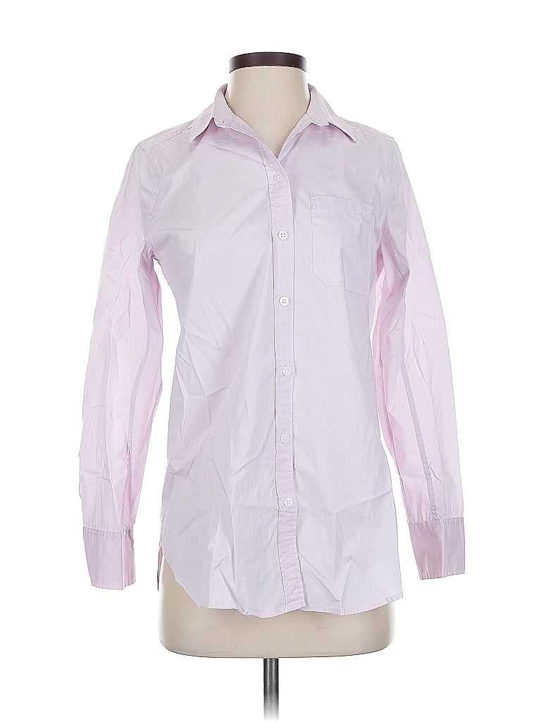 Pre-owned Athleta Long Sleeve Button Down Shirt In Purple
