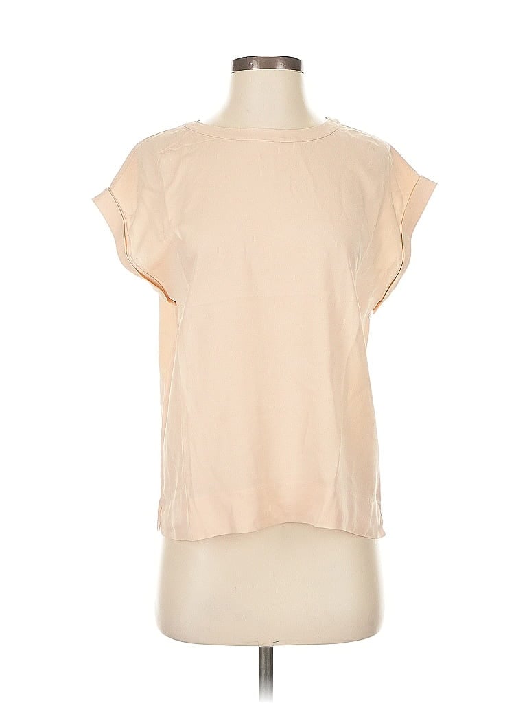 Pre-owned Theory Short Sleeve Top Tan Boatneck Tops In Brown