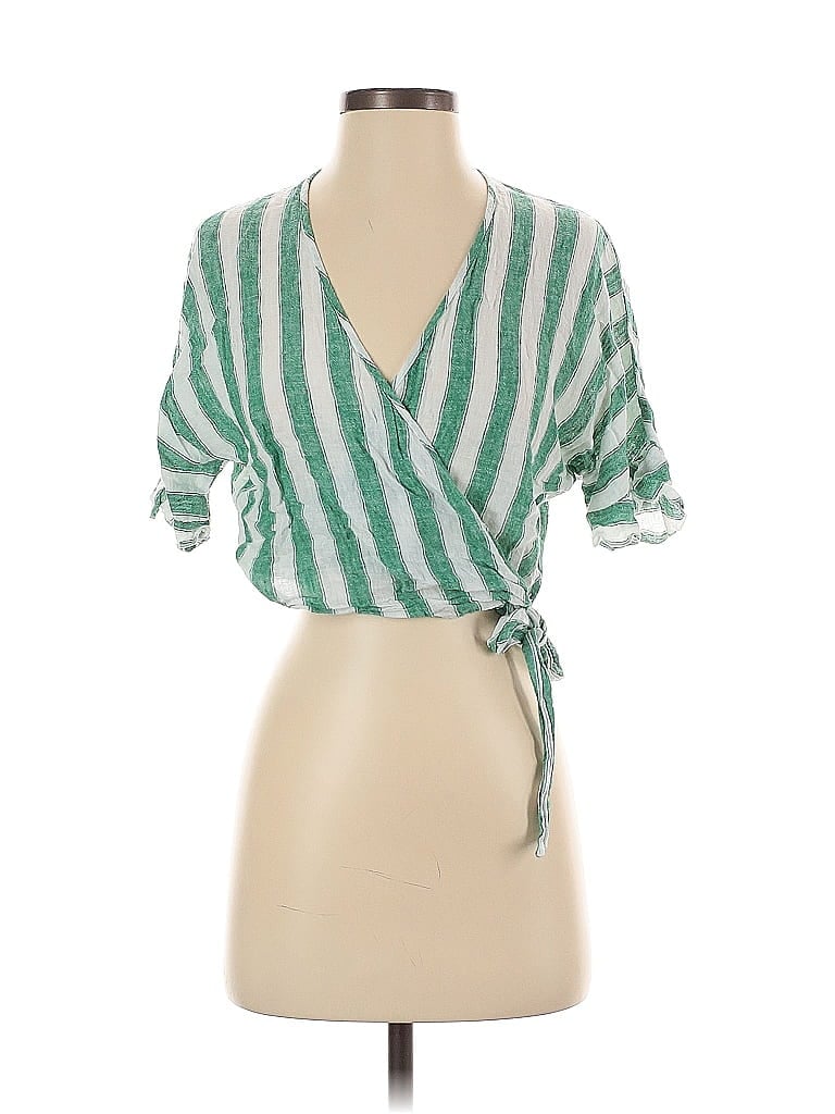 Pre-owned Rails Short Sleeve Blouse In Green