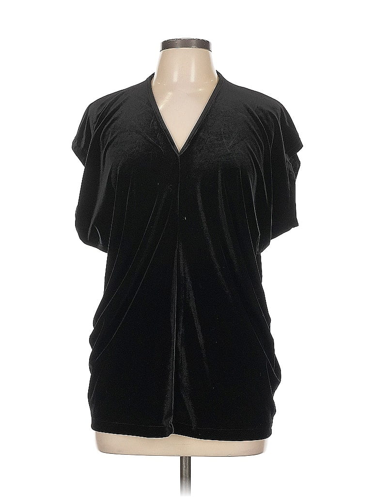 Pre-owned Lands' End Short Sleeve Blouse In Black