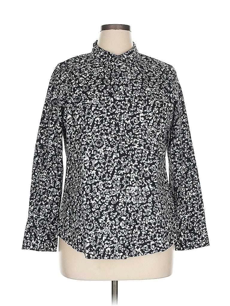 Talbots Animal Print Silver Long Sleeve Blouse Size 16 (petite) - photo 1