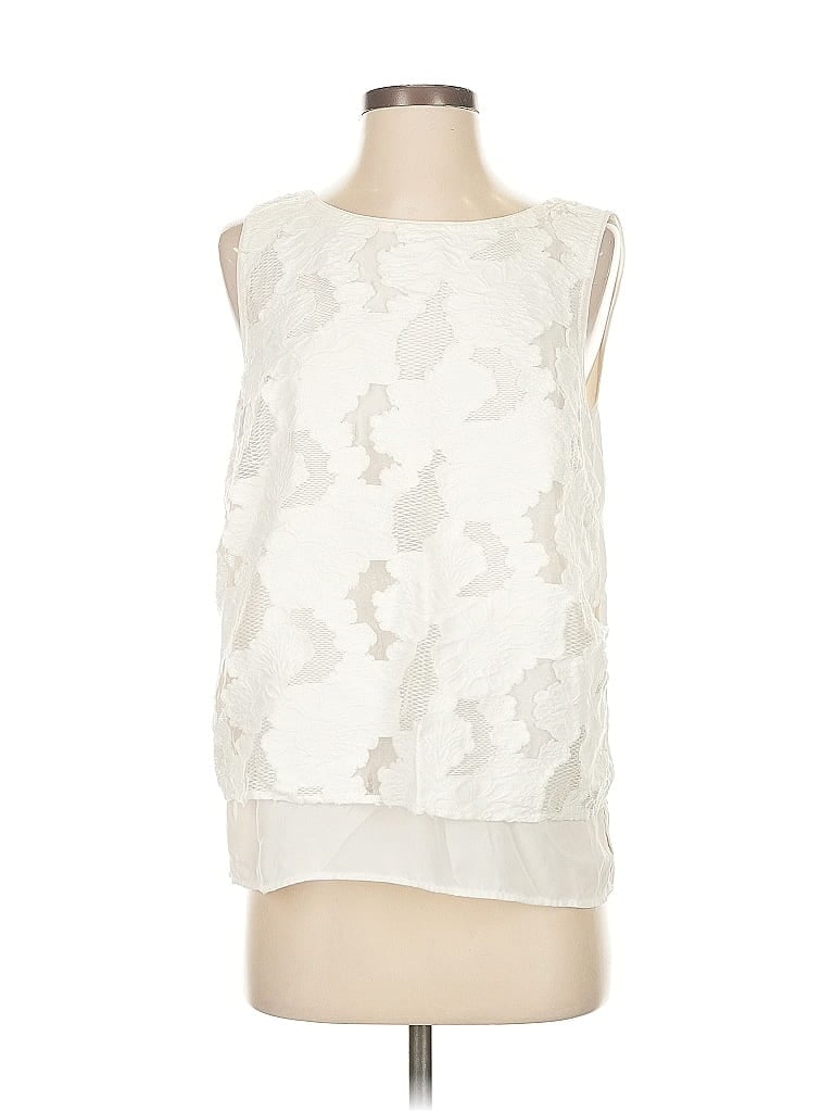Pre-owned Halogen Sleeveless Blouse In White