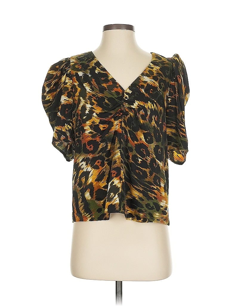 Pre-owned Dkny Short Sleeve Blouse In Gold