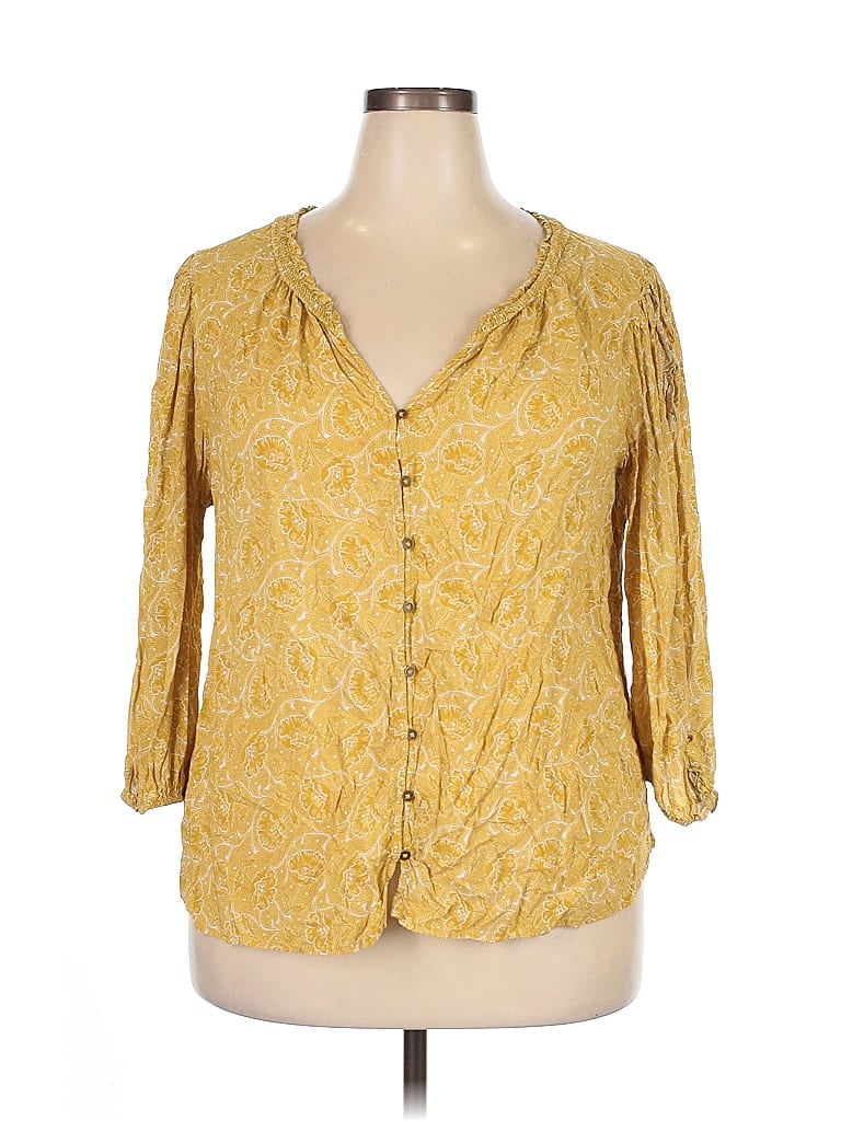 C ESTABLISHED 1946 Pre-owned 3/4 Sleeve Blouse In Yellow