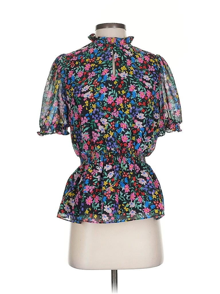 Catherine Malandrino 100% Polyester Floral Black Short Sleeve Blouse Size S - photo 1