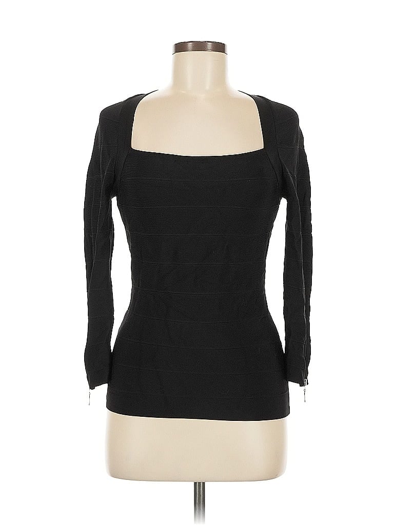 Pre-owned Inc International Concepts Long Sleeve Top Black Square Neckline Tops