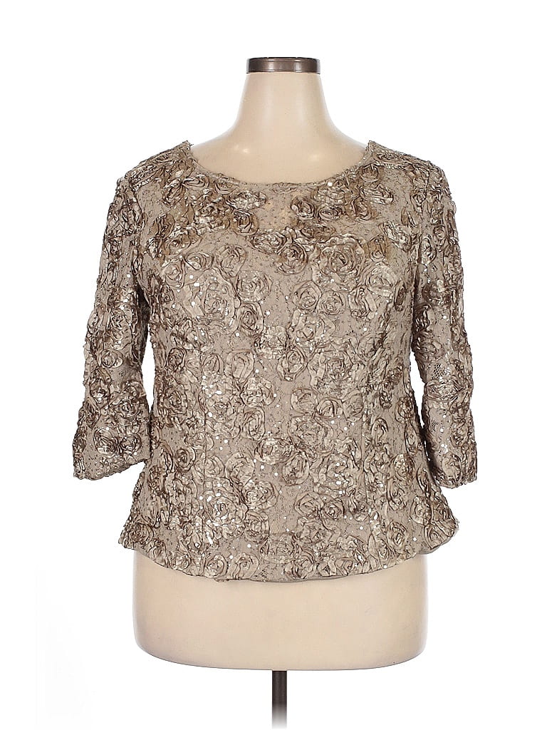 Alex Evenings Silver Tan 3/4 Sleeve Blouse Size 2X - photo 1