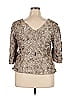 Alex Evenings Silver Tan 3/4 Sleeve Blouse Size 2X - photo 2