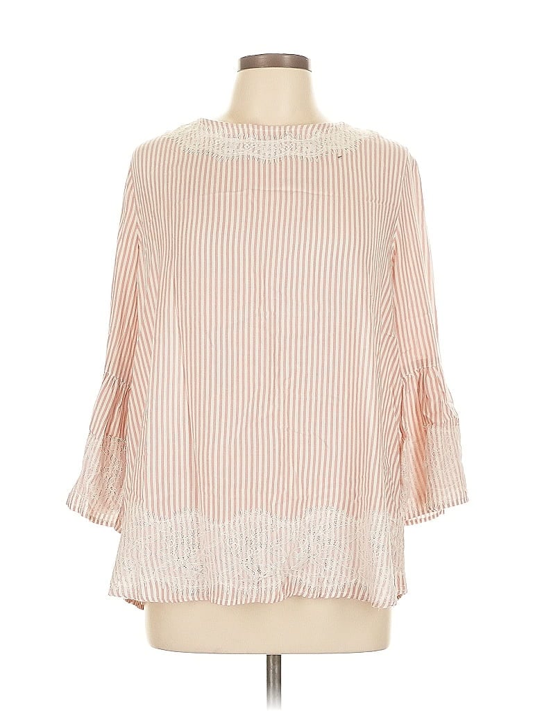 Soho JEANS NEW YORK & COMPANY 100% Rayon Pink 3/4 Sleeve Blouse Size L - photo 1