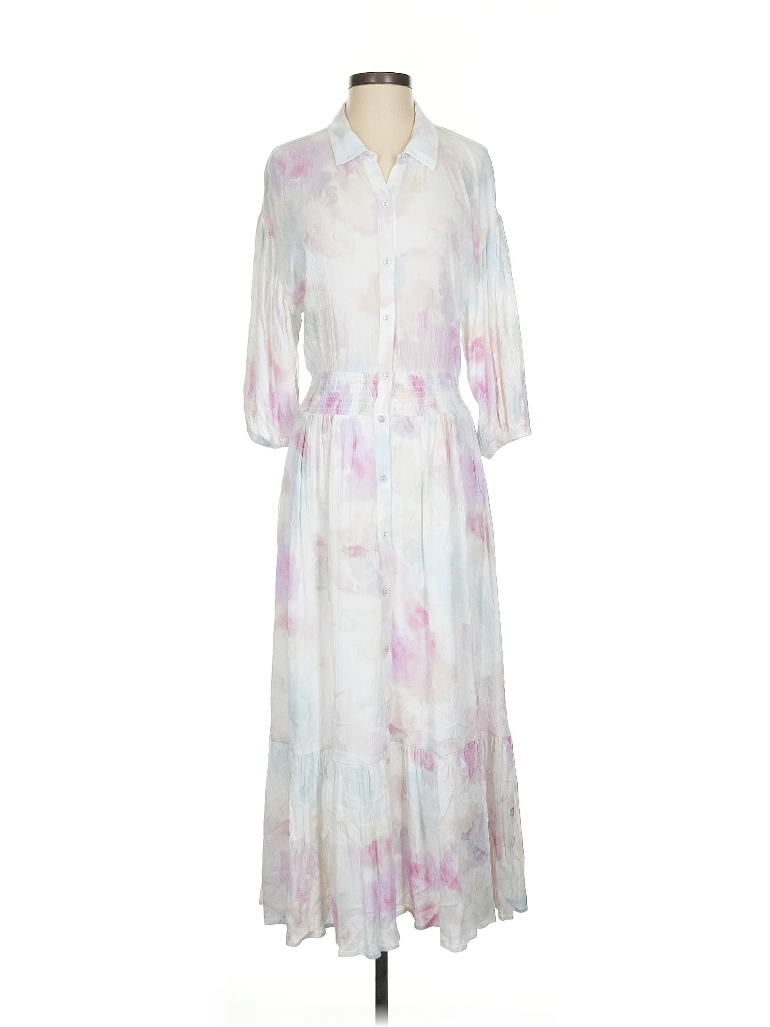 Z Supply 100% Rayon Tie-dye White Casual Dress Size S