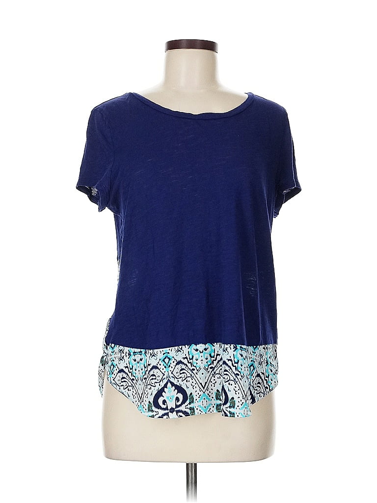 Pre-owned Express Short Sleeve Top Blue Scoop Neck Tops