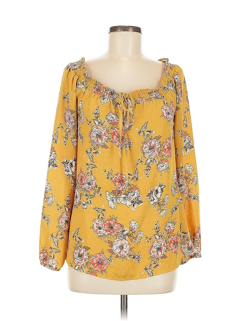 Pre-owned Nine Britton 3/4 Sleeve Blouse In Yellow