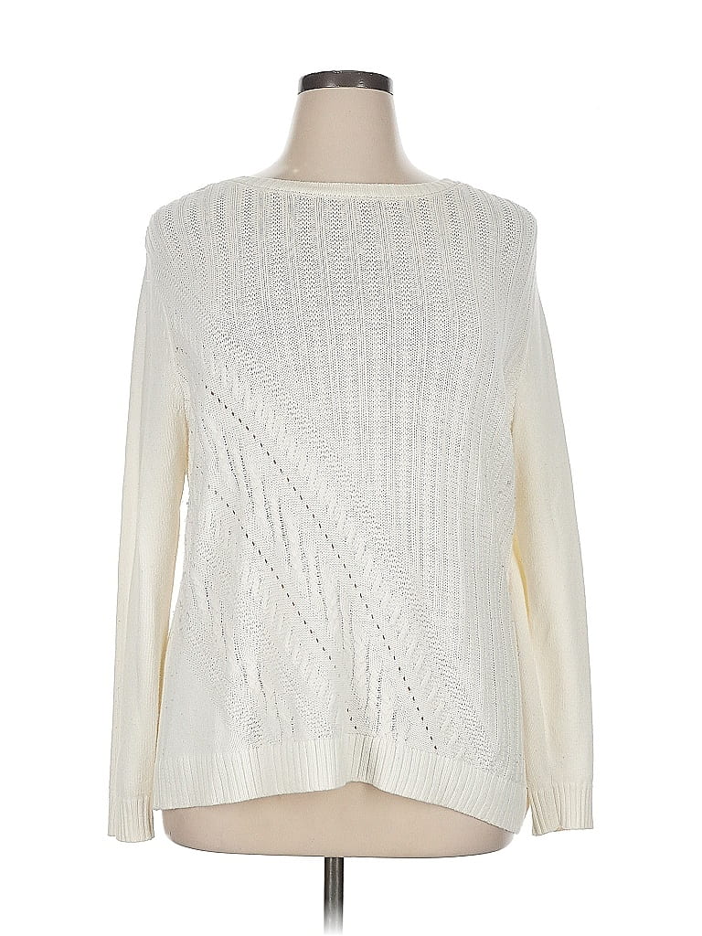 Pre-owned Karen Scott Pullover Sweater In White