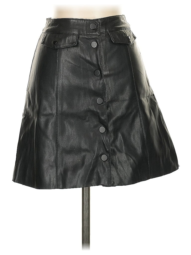 Pre-owned Divided By H&m Faux Leather Skirt In Black