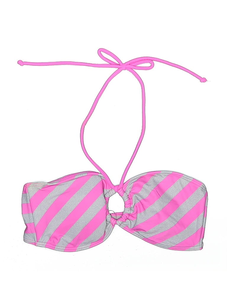 So Swimsuit Top Pink Stripes Pattern Swimwear