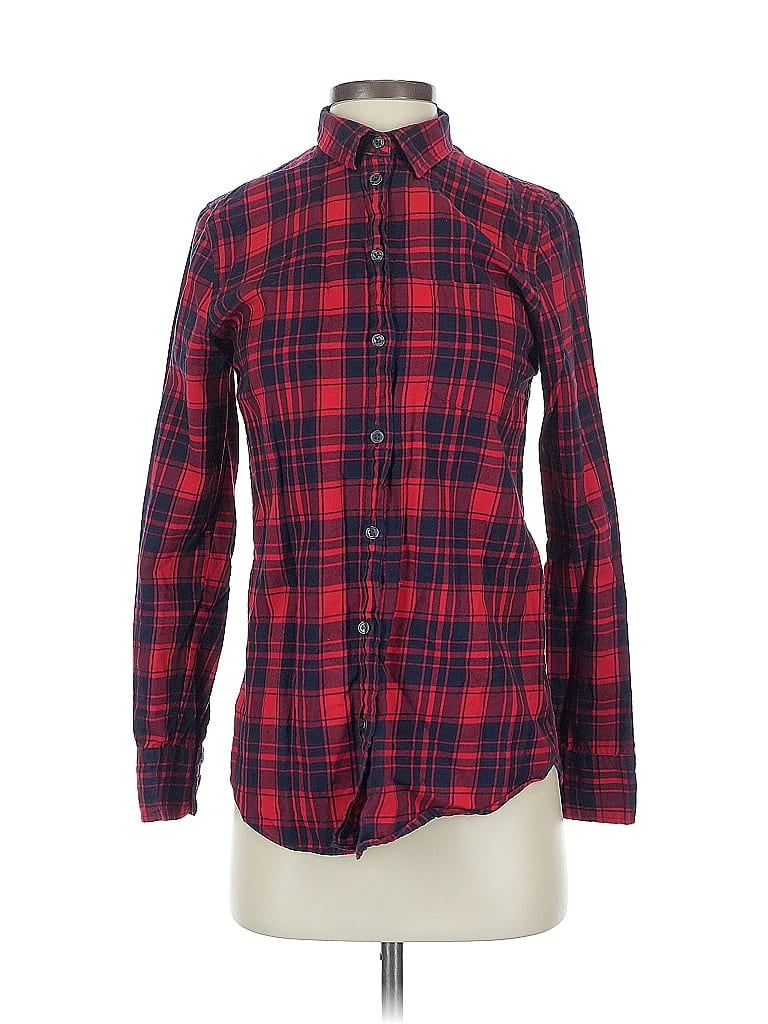 Pre-owned J.crew Factory Store Long Sleeve Button Down Shirt In Red