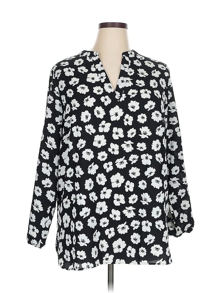 Pre-owned Anne Klein 3/4 Sleeve Blouse In Black