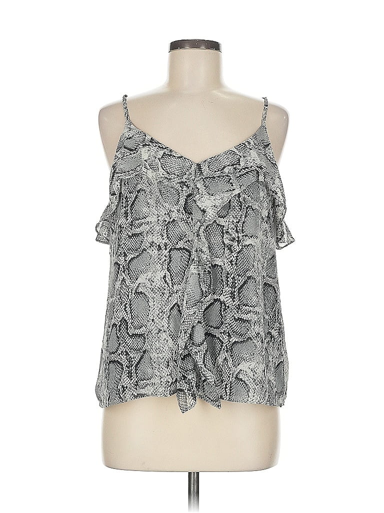 Kaileigh Tank Top Silver Cold Shoulder Neckline Tops In Silver