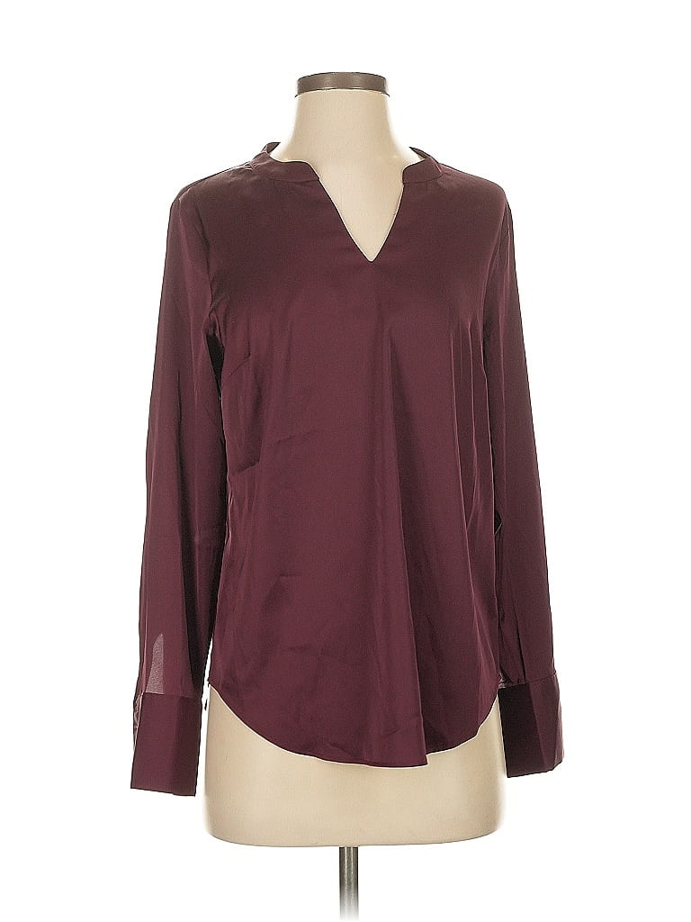 Pre-owned Talbots Long Sleeve Blouse In Burgundy