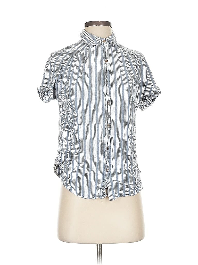 Pre-owned Universal Thread Short Sleeve Blouse In Blue