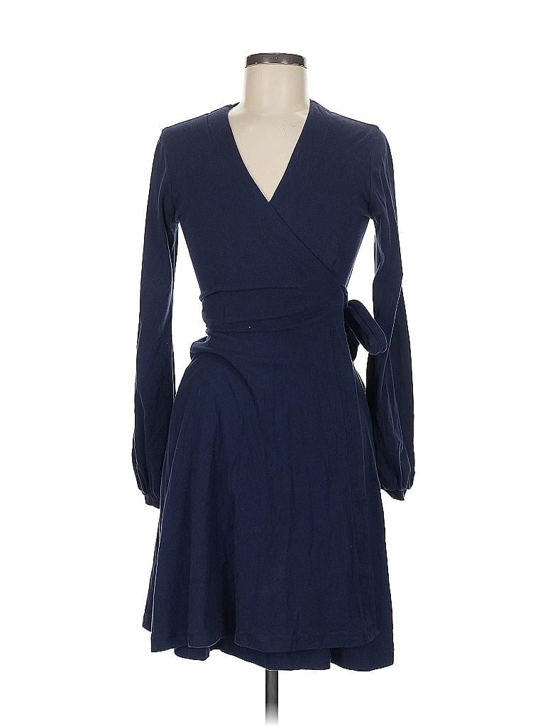 Eva Franco Solid Blue Casual Dress Size 6 - photo 1