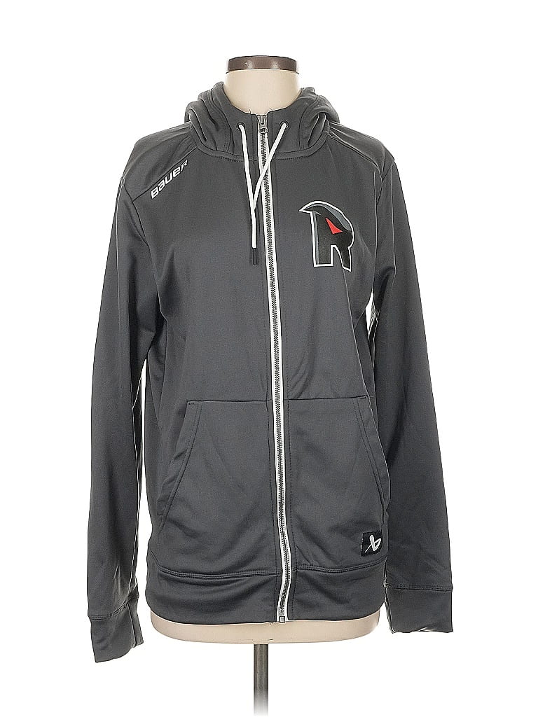 Bauer Zip Up Hoodie In Gray