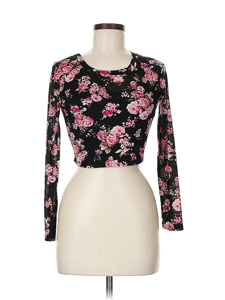 Pre-owned La Hearts Long Sleeve Top Black Sweetheart Neckline Tops