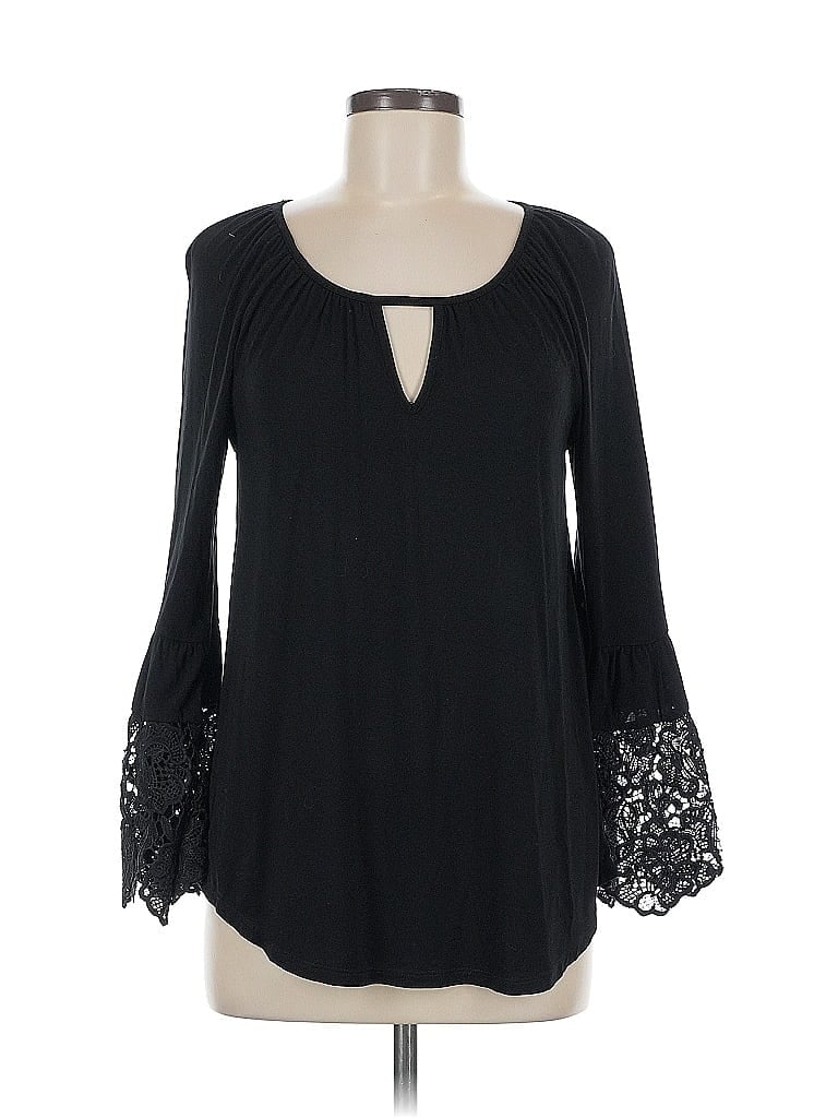 Pre-owned Neiman Marcus Long Sleeve Blouse In Black