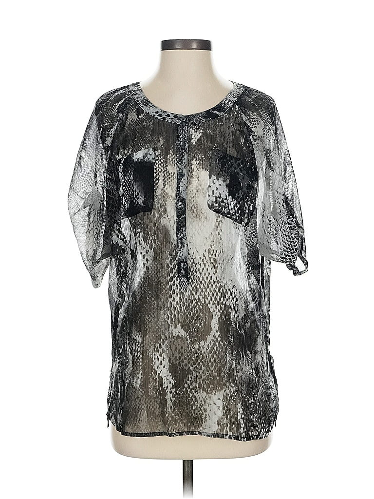Pre-owned Express Short Sleeve Blouse In Silver
