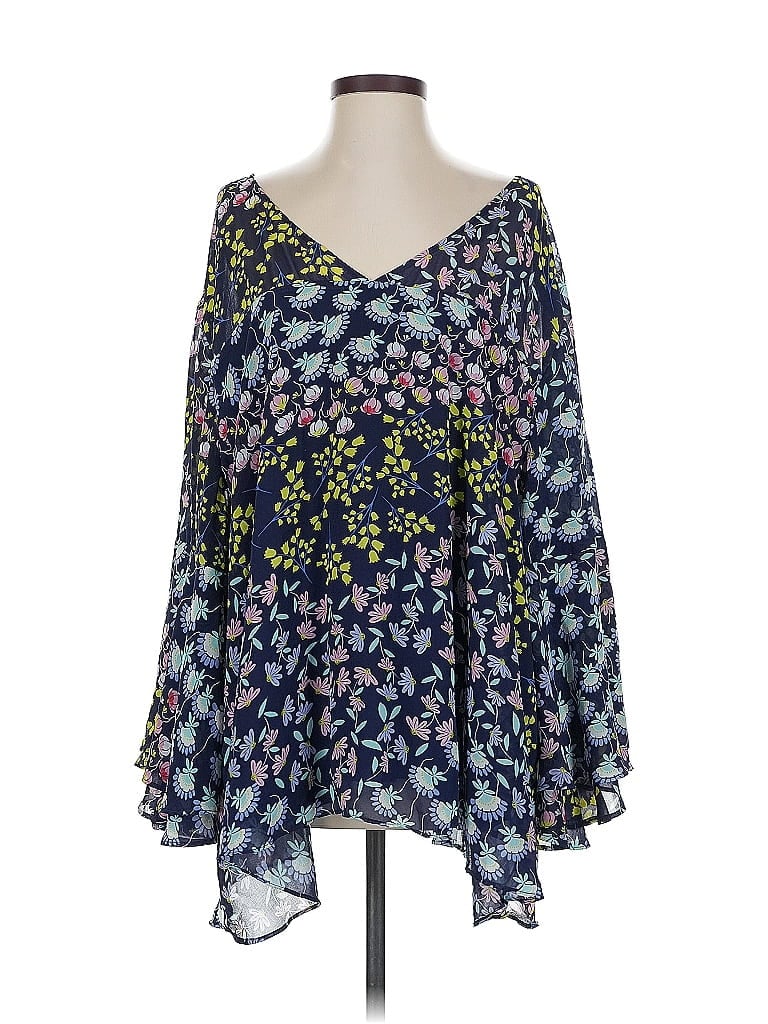 Click to view more detailed imagery on our partner's website Pre-owned Nanette Lepore 3/4 Sleeve Blouse In Blue