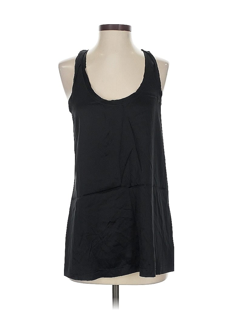 Pre-owned 7 For All Mankind Sleeveless Silk Top Black Halter Neckline Tops