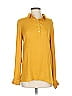 Left Coast by Dolan 100% Polyester Yellow Long Sleeve Blouse Size S - photo 1