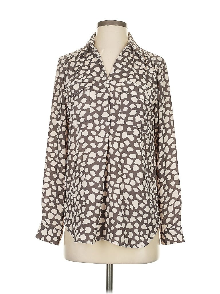 Pre-owned Ann Taylor Long Sleeve Blouse In White