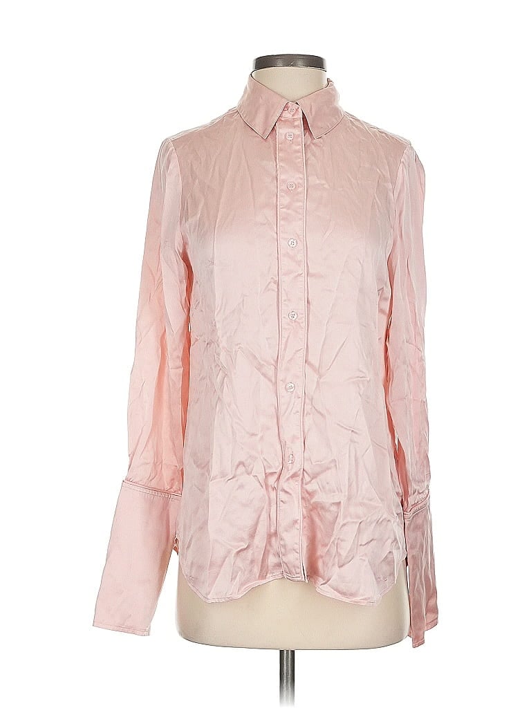 FRAME 100% Silk Pink Long Sleeve Silk Top Size S - photo 1