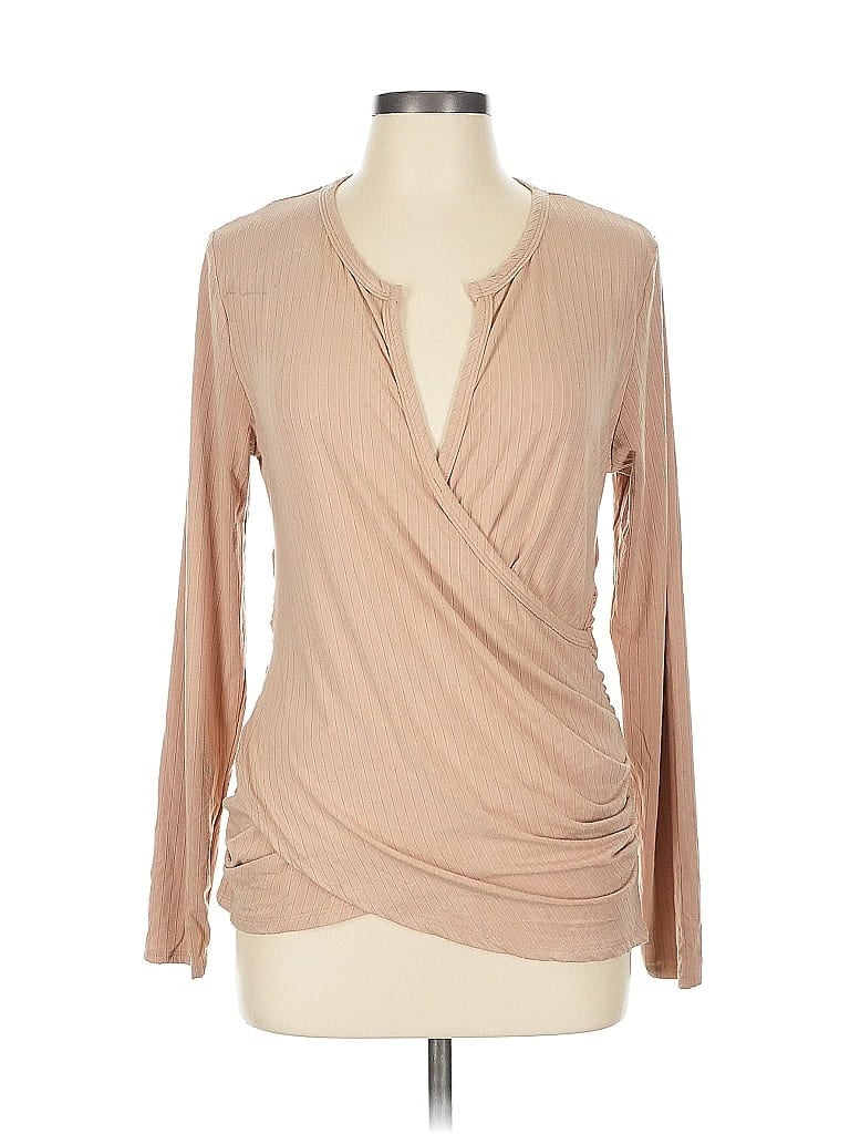 Pre-owned Boston Proper 3/4 Sleeve T-shirt In Brown