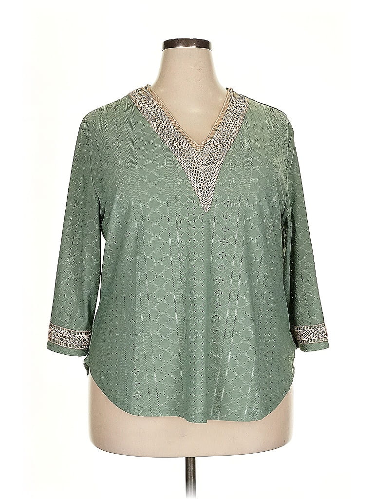 Pre-owned Assorted Brands 3/4 Sleeve Blouse In Green
