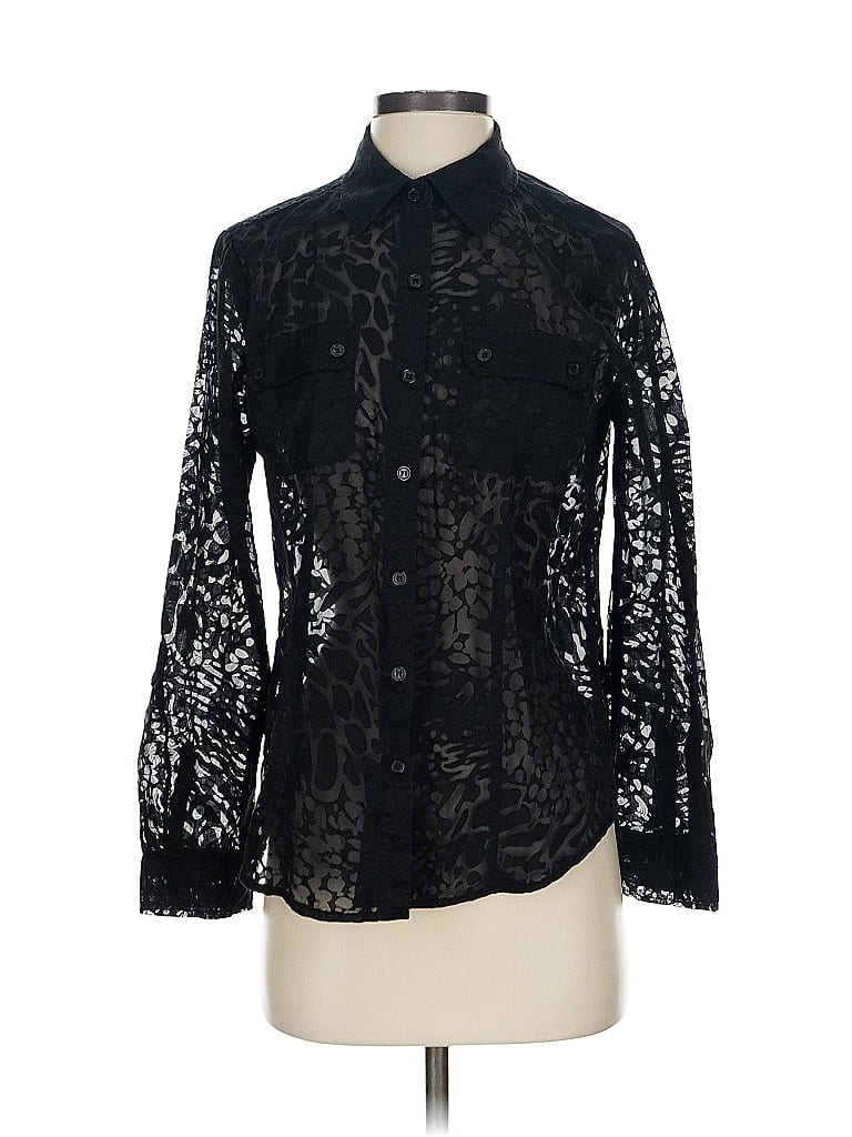 Pre-owned Chico's Long Sleeve Blouse In Black
