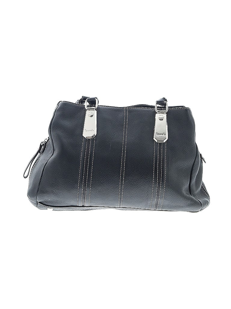 Tignanello 100% Leather Gray Black Leather Shoulder Bag One size - photo 1