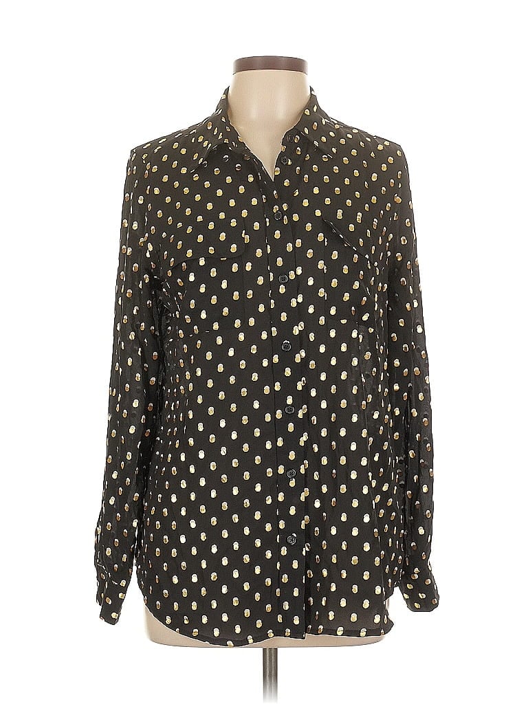 Pre-owned Who What Wear Long Sleeve Blouse In Black