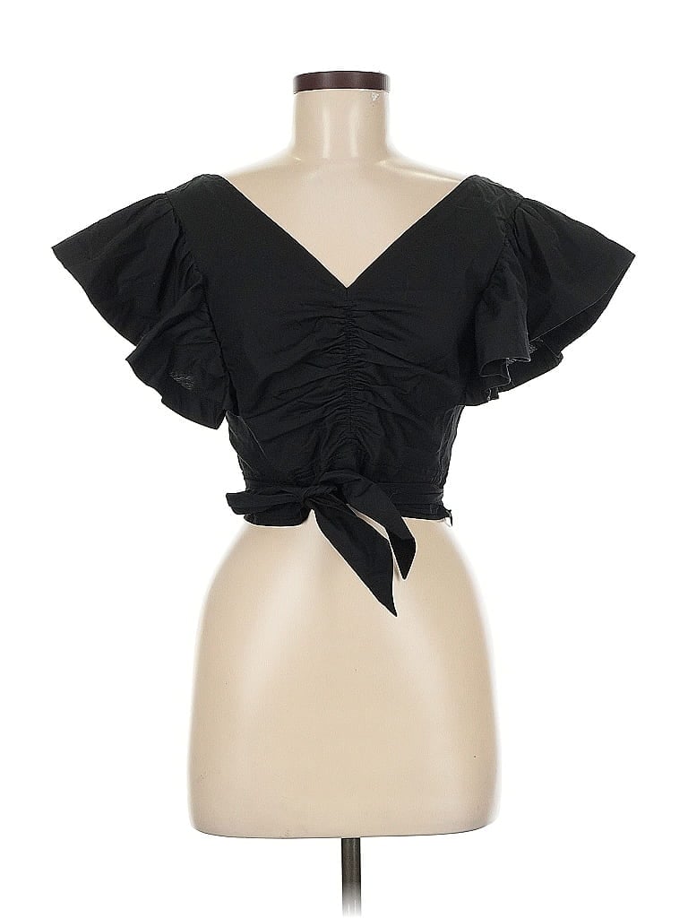 Intermix Black Short Sleeve Top Size 6 - photo 1