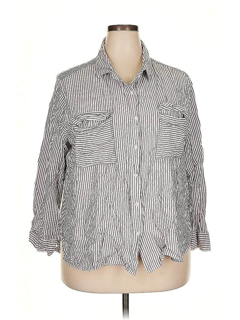 Pre-owned K. Jordan 3/4 Sleeve Button Down Shirt In Gray