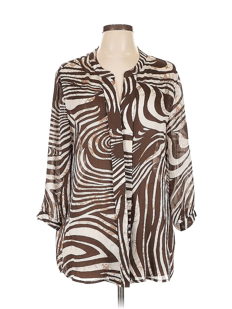 Pre-owned Chico's 3/4 Sleeve Blouse In Brown